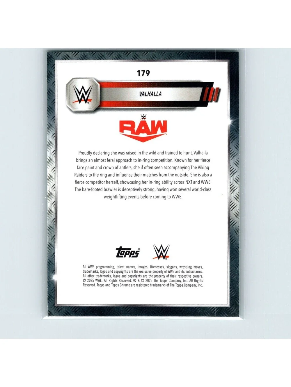 2025 Topps Chrome WWE Sapphire Valhalla #179 Green Refractor #/75 Raw